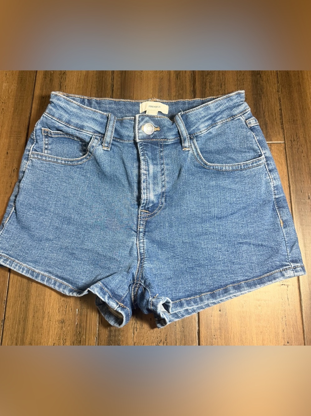 Forever 21 Light Blue Denim High-Rise Shorts